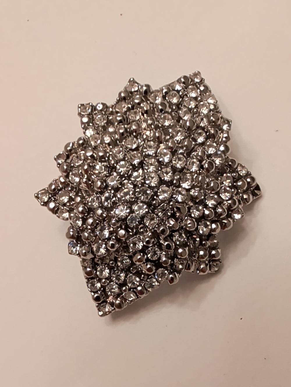 Crystal Cluster Brooch - Silver Tone